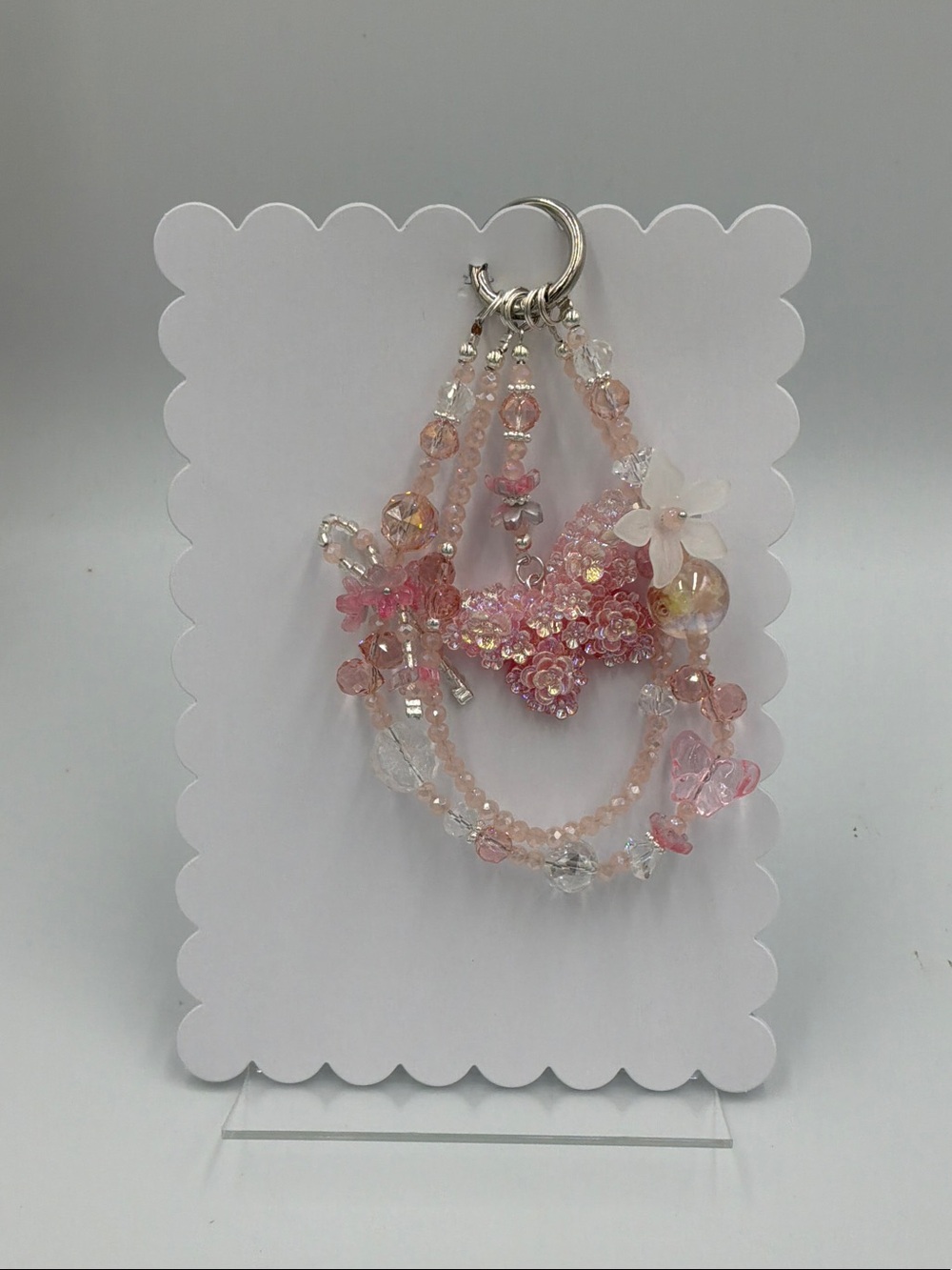 Delicate Pink Beaded Multi-Strand Charm